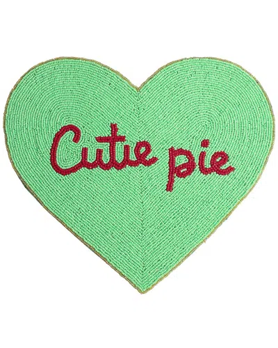 Tiramisu Cutie Pie Beaded Heart Placemat In Green