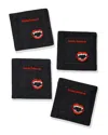 Tiramisu Deadly Delicious Embroidered Linen Cocktail Napkins In Black