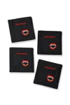 Tiramisu Deadly Delicious Embroidered Linen Cocktail Napkins In Black