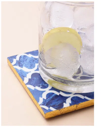 Tiramisu Decorative Tray & Coaster Set In Blue