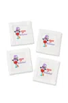 Tiramisu Drink Up Witches Embroidered Linen Cocktail Napkins In White