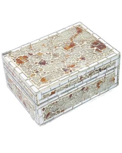 Tiramisu Earthstone Crackle Mosaic Decorative Box In White
