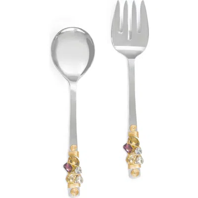 Tiramisu Embellished Constellation 2-piece Salad Serving Set In Metallic