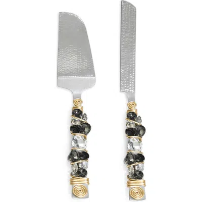 Tiramisu Embellished Radiance Constellation 2-piece Cake Serving Set In Black