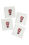 Tiramisu Embroidered Set Of 4 Holiday Cocktail Napkins In White