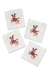 Tiramisu Embroidered Set Of 4 Holiday Cocktail Napkins In Multi