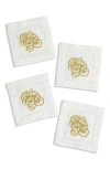 Tiramisu Embroidered Set Of 4 Holiday Cocktail Napkins In White
