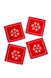 Tiramisu Embroidered Snowflake Set Of 4 Linen Cocktail Napkins