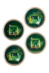 Tiramisu Emerald Oasis Metal Coaster Set In Green