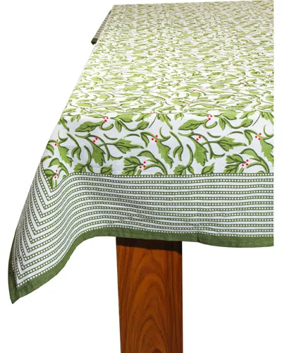 Tiramisu Evergreen Elegance Block Print Cotton Tablecloth