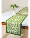 Tiramisu Evergreen Elegance Block Print Table Runner In Green