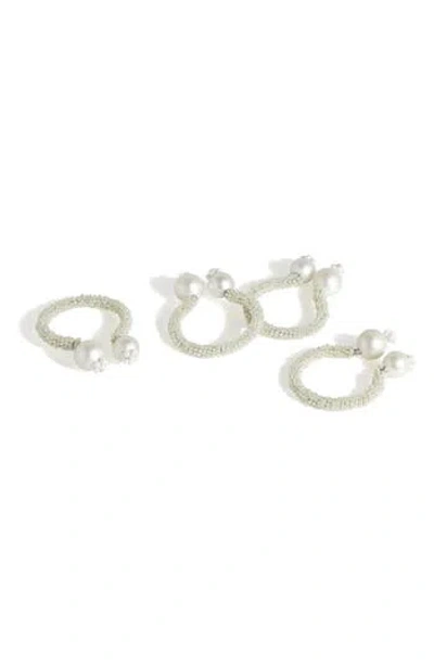Tiramisu Faux Pearl Opulence Set Of 4 Napkin Rings In White