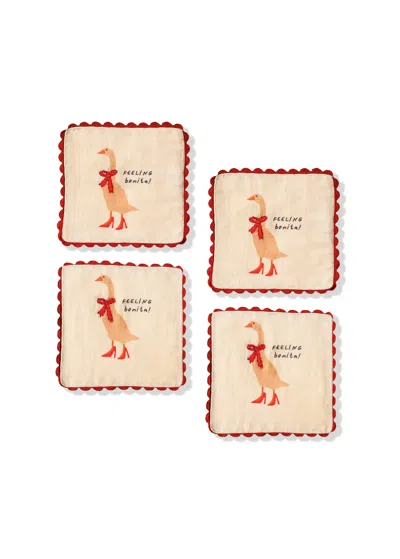 Tiramisu Set Of 4 Feeling Bonita Goose Cocktail Napkins In Multi