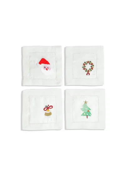 Tiramisu Festive Cheer Cocktail Napkins In White