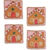 Tiramisu Set Of 4 Festive Gingerbread House Beaded Coasters In Multi