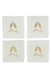 Tiramisu Fizz & Flutes Embroidered Cocktail Napkins In Gold/silver
