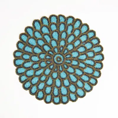 Tiramisu Floral Beaded Placemat In Blue