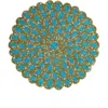 Tiramisu Floral Beaded Placemat In Blue/black/gold