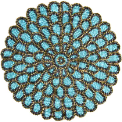 Tiramisu Floral Beaded Placemat In Blue