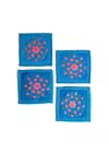 Tiramisu Floral Bloom Embroidered Cocktail Napkins In Multi