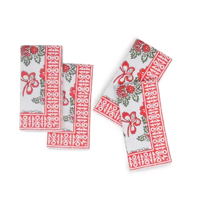TIRAMISU FLUTTER & BLOOM BLOCK PRINT COTTON NAPKINS