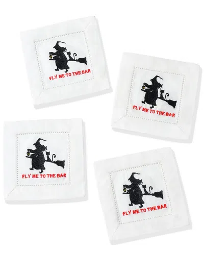 Tiramisu Fly Me To The Bar Cocktail Napkins Set In White