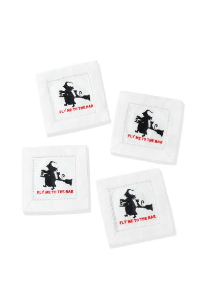 Tiramisu Fly Me To The Bar Cocktail Napkins Set In White