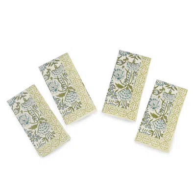 Tiramisu Fresh Foliage Block Print Cotton Napkins In Neutral