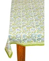 Tiramisu Fresh Foliage Block Print Cotton Tablecloth In Green