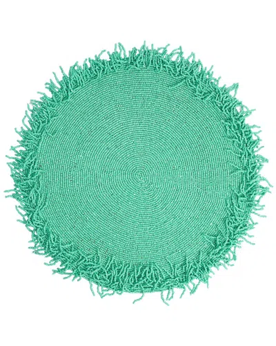 Tiramisu Fringe Beaded Placemat In Blue