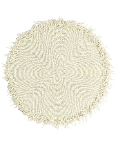 Tiramisu Fringe Beaded Placemat In Ivory