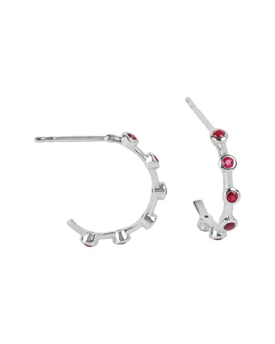 Tiramisu Gemstone Gala 14k Gemstone Hoops In Silver