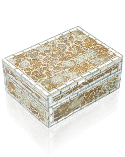 Tiramisu Gilded Crackle Mosaic Decorative Box In Brown