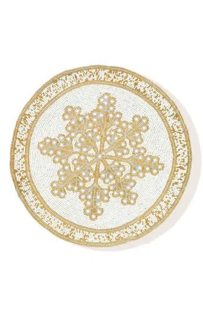 Tiramisu Gilded Snowflake Set Of 3 Beaded Placemats In Neutral