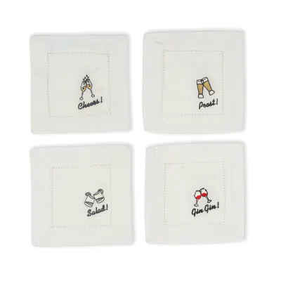 TIRAMISU GIN & GREENS TOASTING EMBROIDERED COCKTAIL NAPKINS