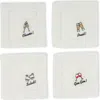 Tiramisu Gin Toast Embroidered Linen Cocktail Napkins In Multi