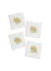 Tiramisu Set Of 4 Glittering New Year Cheers Cocktail Napkins In White