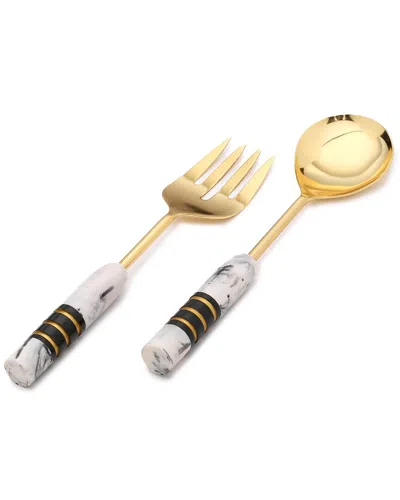 TIRAMISU TIRAMISU GOLD PLATED METAL & RESIN SALAD SET