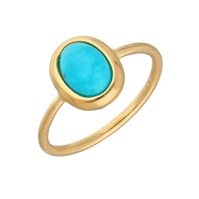 Tiramisu Gold Plated Over Silver Arizona Turquoise Soltaire Ring In Blue