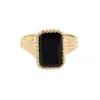 Tiramisu Gold Plated Over Silver Black Onyx Solitaire Ring