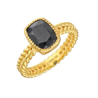 Tiramisu Gold Plated Over Silver Black Onyx Solitaire Rings