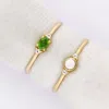 Tiramisu Gold Plated Over Silver Chrome Diopside Set Of 2 Ring