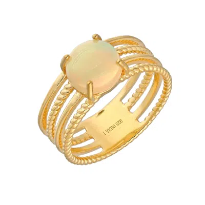 Tiramisu Gold Plated Over Silver Ethiopian Opal Cocktail Ring In Multi