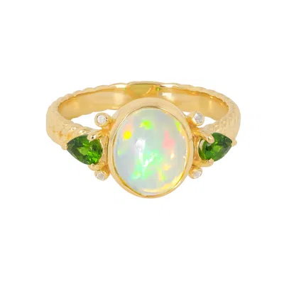 Tiramisu Gold Plated Over Silver Ethiopian Opal Rings In Multi