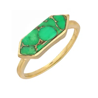 Tiramisu Gold Plated Over Silver Green Turquoise Cocktail Ring
