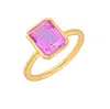 Tiramisu Gold Plated Over Silver Kunzite Doublet Quartz Solitaire Ring