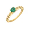 Tiramisu Gold Plated Over Silver Lab Created Emerald Solitaire Ring