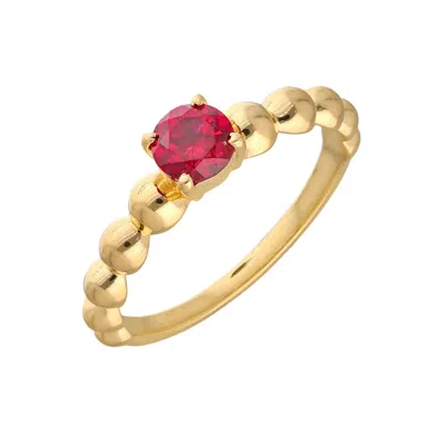Tiramisu Gold Plated Over Silver Lab Created Ruby Solitaire Ring