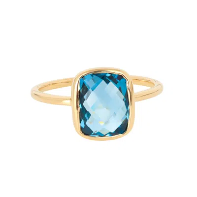 Tiramisu Gold Plated Over Silver London Blue Topaz Solitaire Ring
