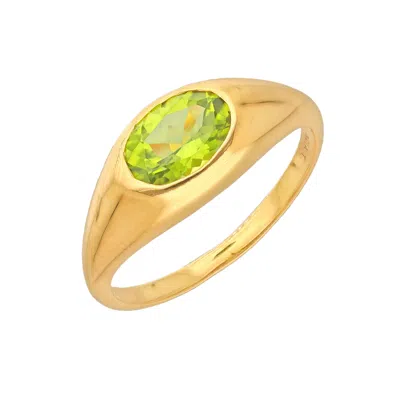 Tiramisu Gold Plated Over Silver Peridot Solitaire Rings In Green